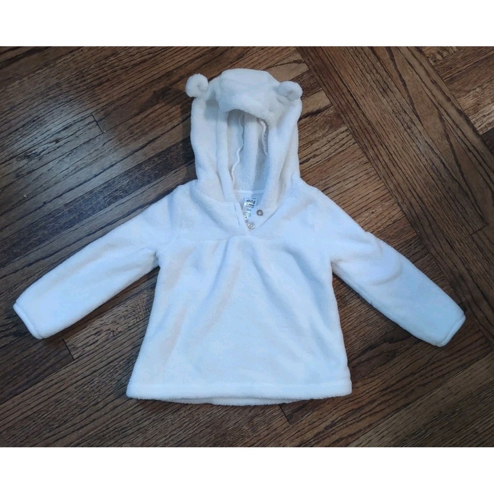 Child of Mine by Carters Toddler White Fleece Hoodie Bear Ears Pullover 24M